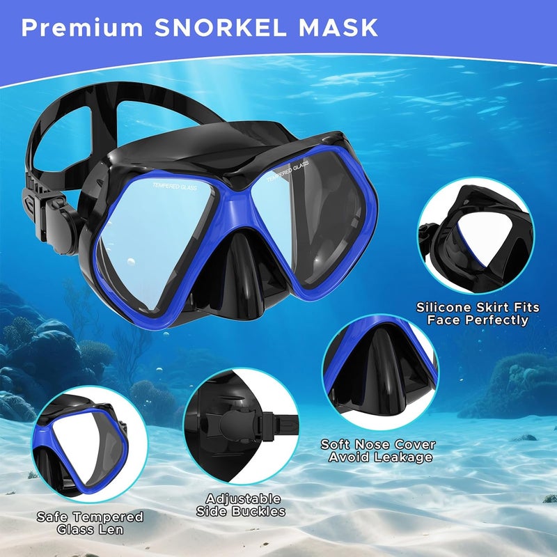 Jwintee 2 Pack Snorkeling Gear for Adults, Dry Snorkel, Mask Set Adult, Diving Scuba Mask, Scuba Gear, Swimming Goggles with Nose Cover, Swim Freediving Tempered Glass Panoramic View Travel Packages - Image 3